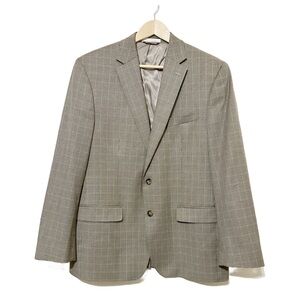 Lauren Ralph Lauren Men’s Brown Tan Blue Houndstooth Two Button Blazer Size 42R